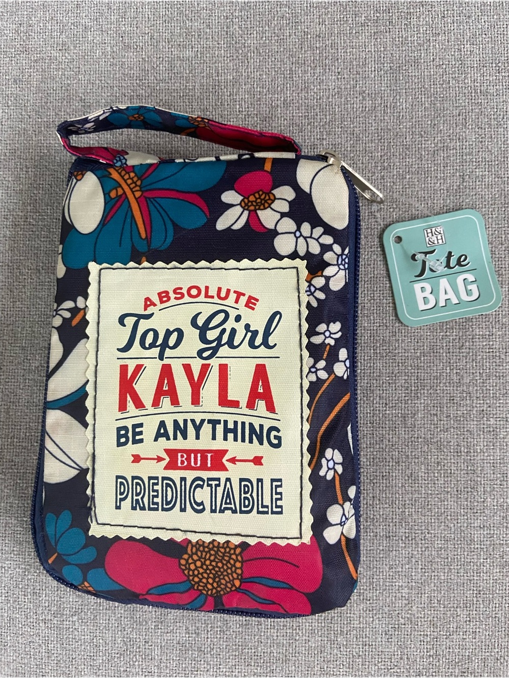 Top Girl Kayla Floral Wristlet Cosmetic Bag - Navy, Teal & Pink